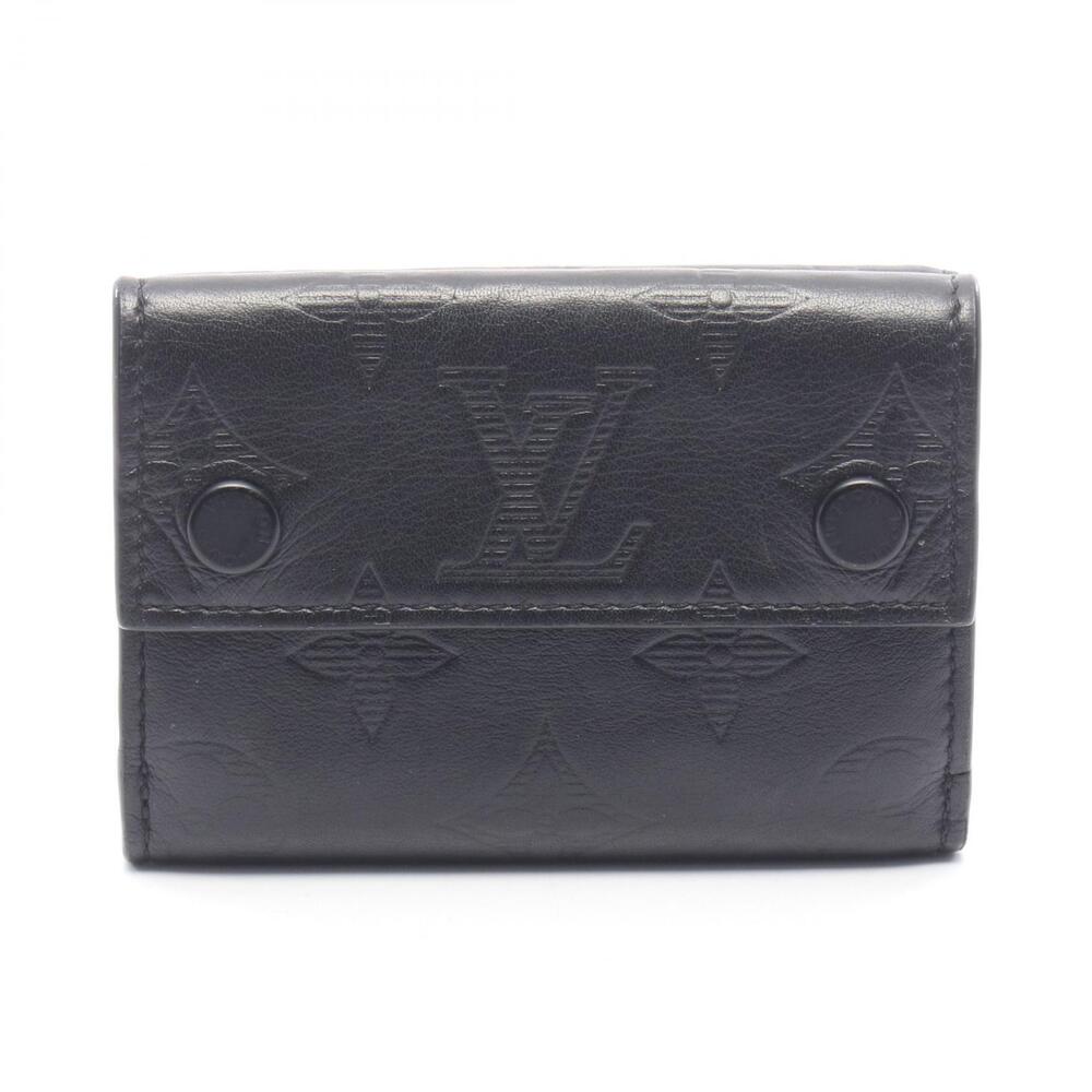 Louis Vuitton Discovery Compact Wallet Monogram Trifold Leather Shadow Black
